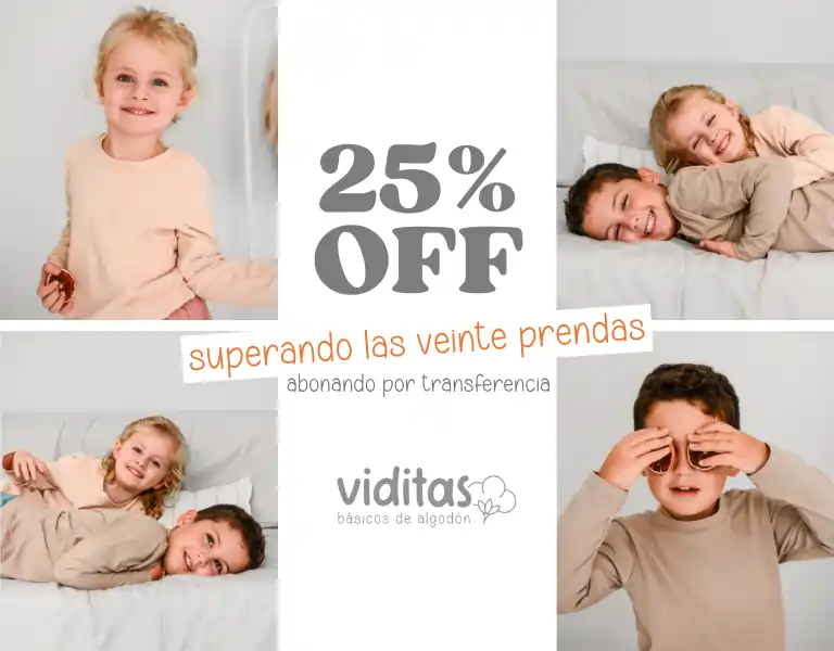 25% de descuento en venta mayorista -20 prendas o más - Julio 2025 - 768x600